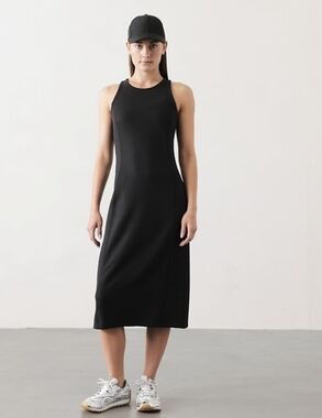 Athleta Seasoft Rib Midi Tank Dress Black
